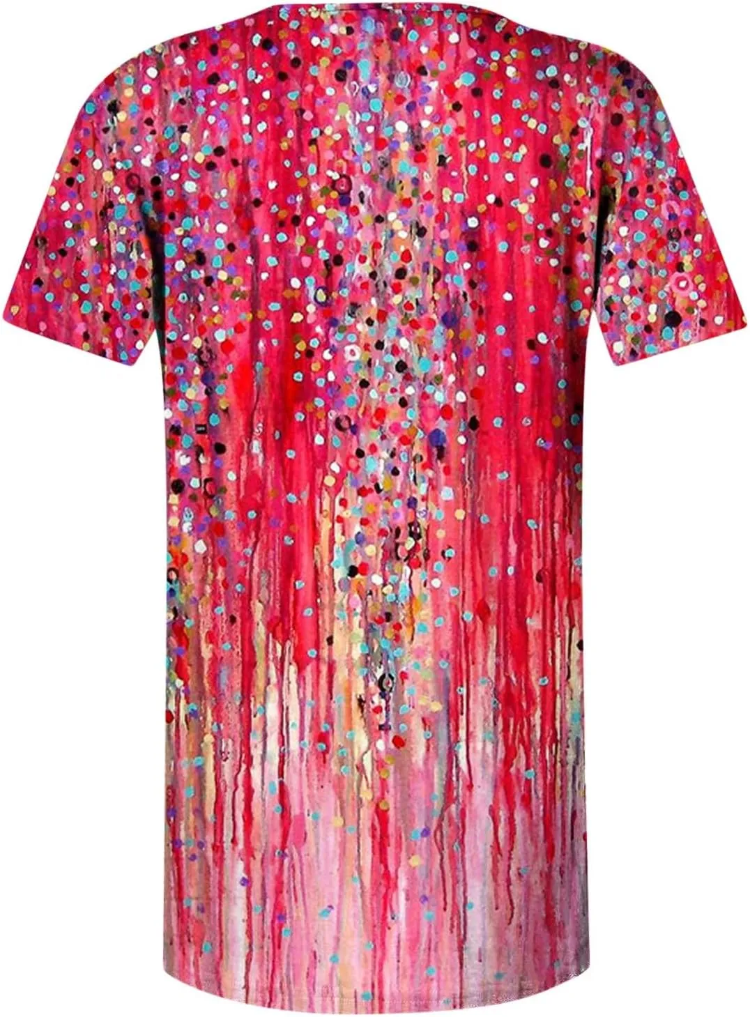 LRMQS Short Sleeve Summer Tops for Women 2024 Vacation Trendy Loose Fit Boho V Neck Tunic Blouse Casual Floral Shirt Clothing