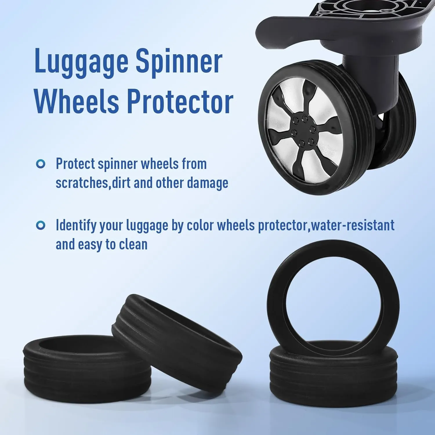 Luggage Cover Protector Wheel Shoes Trolley Case Caster Grip Smooth Mute Portable Travel Bags Wheels Protector Silicone Caster 10 Pcs