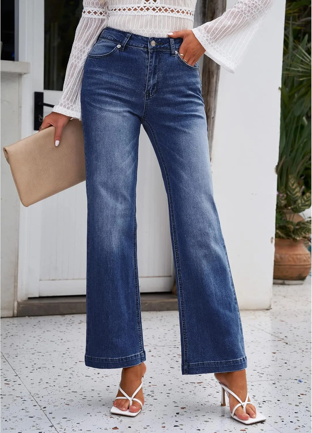 luvamia Wide Leg Jeans for Women Distressed Baggy High Waisted 90s Jeans Stretchy Denim Pants Trendy