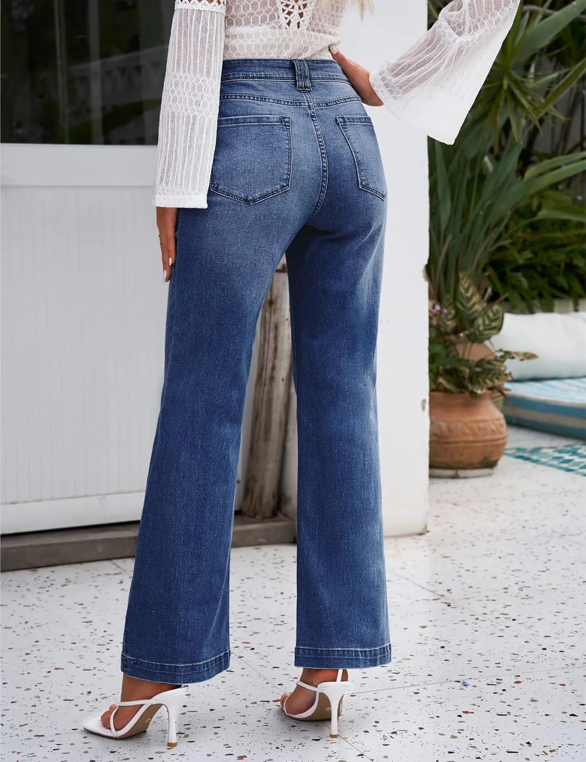 luvamia Wide Leg Jeans for Women Distressed Baggy High Waisted 90s Jeans Stretchy Denim Pants Trendy