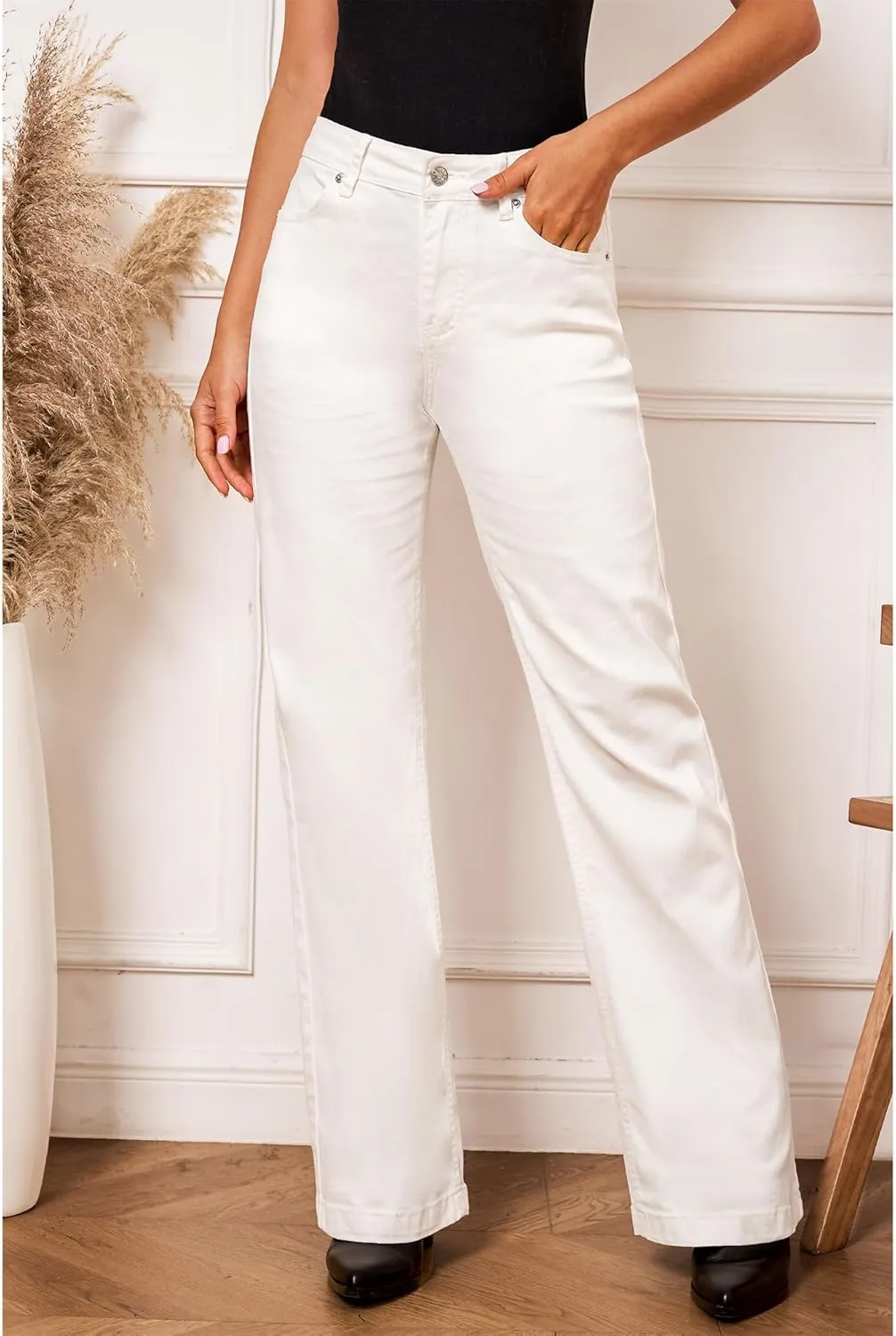 luvamia Wide Leg Jeans for Women High Waist Stretchy Classic Baggy Flare Jeans Denim Pants for Women