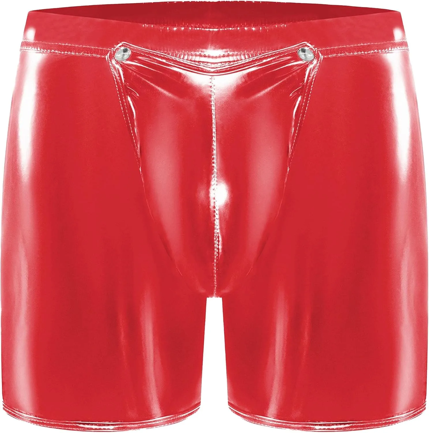 Maiyifu-GJ Men's Faux Leather Boxer Briefs Low Rise Sexy Underwear with Pouch Leather Underpants Shorts for Club Party