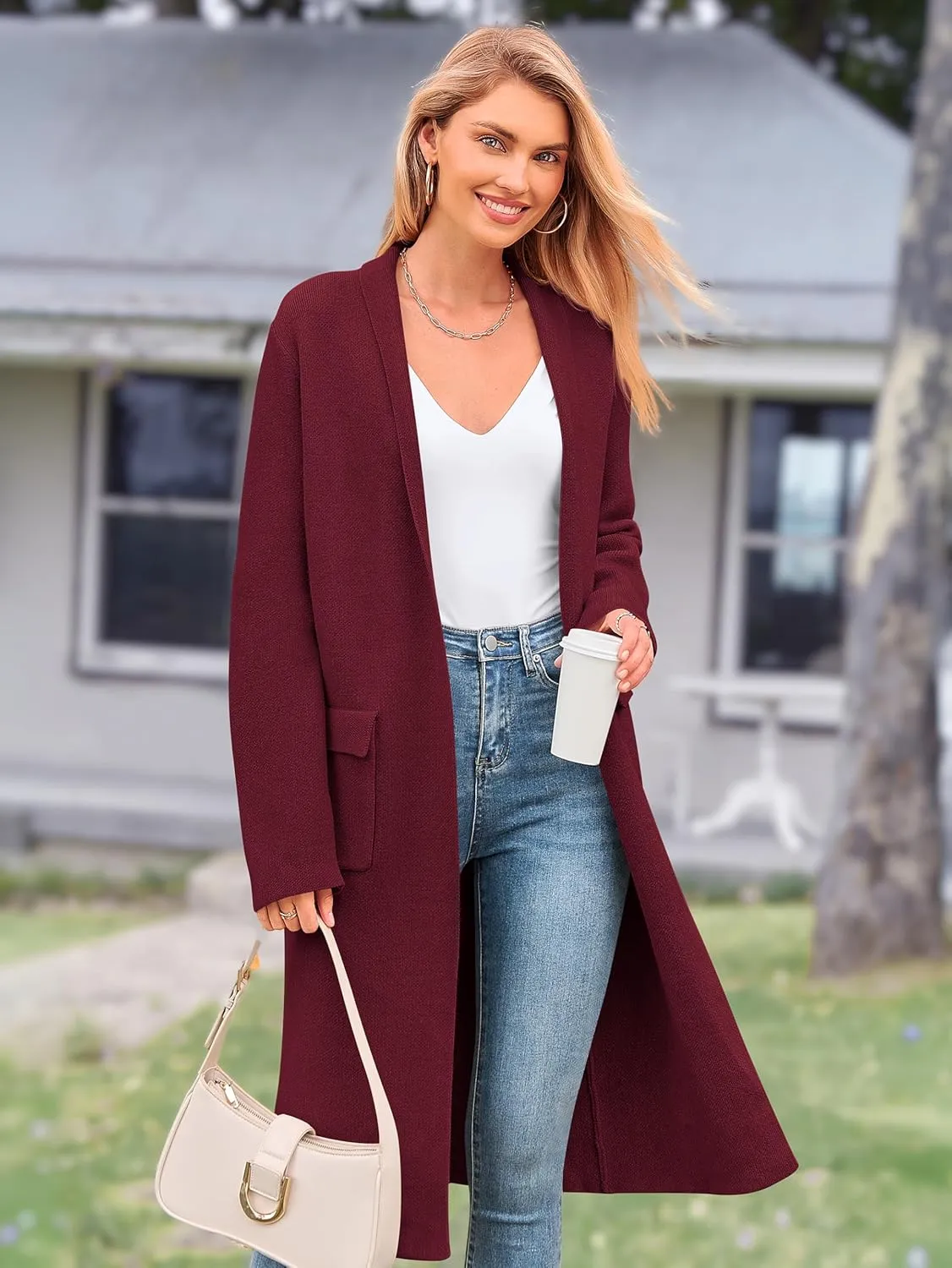 MASCOMODA Open Front Long Cardigan Sweaters for Women Trendy 2025 Fall Winter Oversized Sweater Coats Knit Coatigan Jackets
