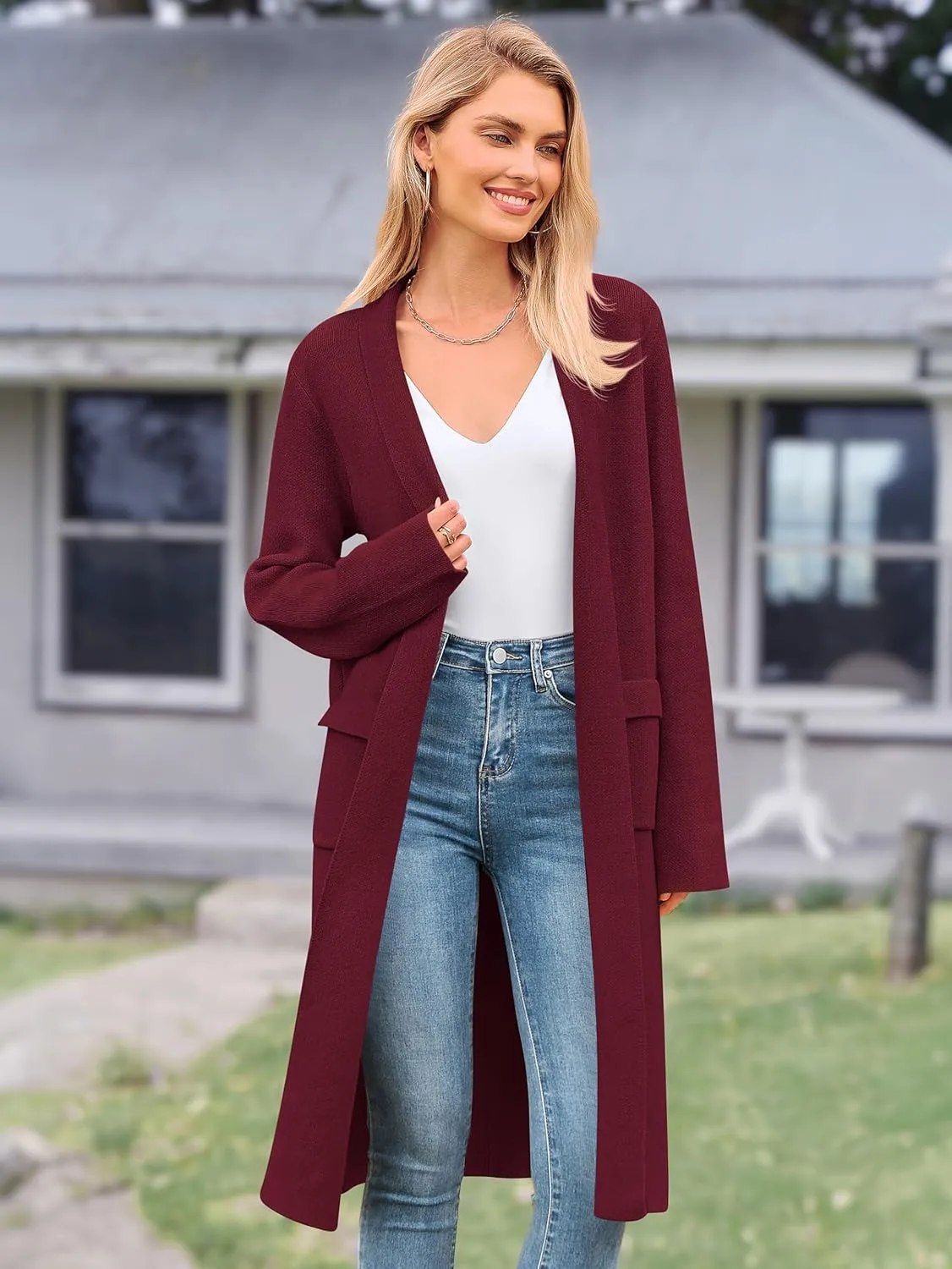MASCOMODA Open Front Long Cardigan Sweaters for Women Trendy 2025 Fall Winter Oversized Sweater Coats Knit Coatigan Jackets