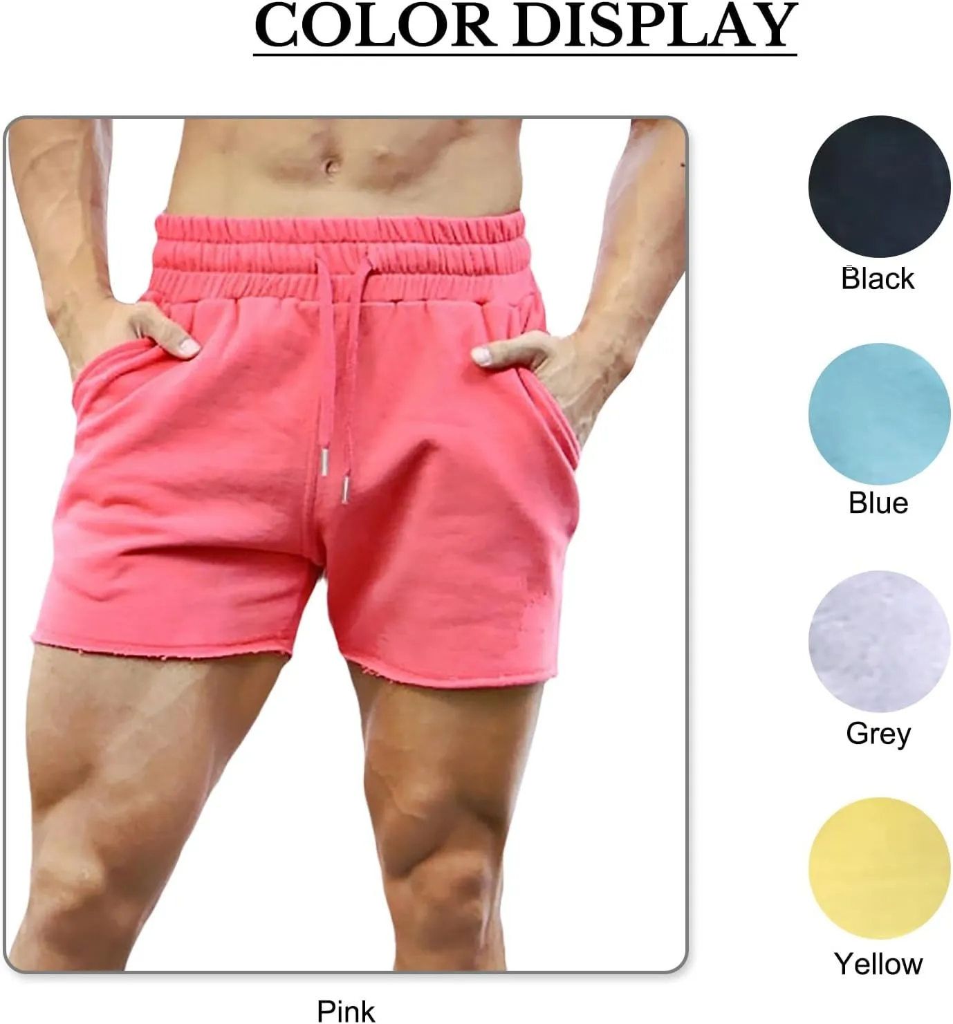 MECH-ENG Men's 5" Running Athletic Shorts,Lightweight Cotton Shorts,Workout Gym Bodybuilding Shorts