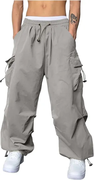 Men Cargo Pants Stretch Casual Joggers Elastic Waist Drawstring Combat Work Pants Multi Pockets