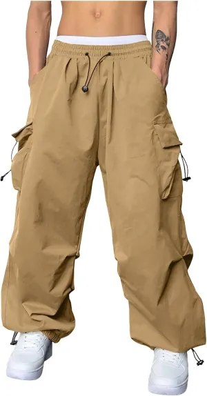 Men Cargo Pants Stretch Casual Joggers Elastic Waist Drawstring Combat Work Pants Multi Pockets