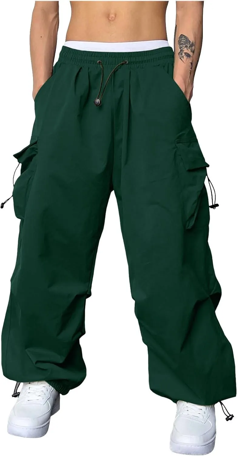 Men Cargo Pants Stretch Casual Joggers Elastic Waist Drawstring Combat Work Pants Multi Pockets
