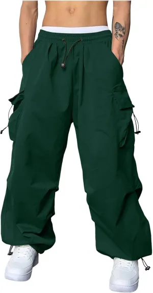 Men Cargo Pants Stretch Casual Joggers Elastic Waist Drawstring Combat Work Pants Multi Pockets