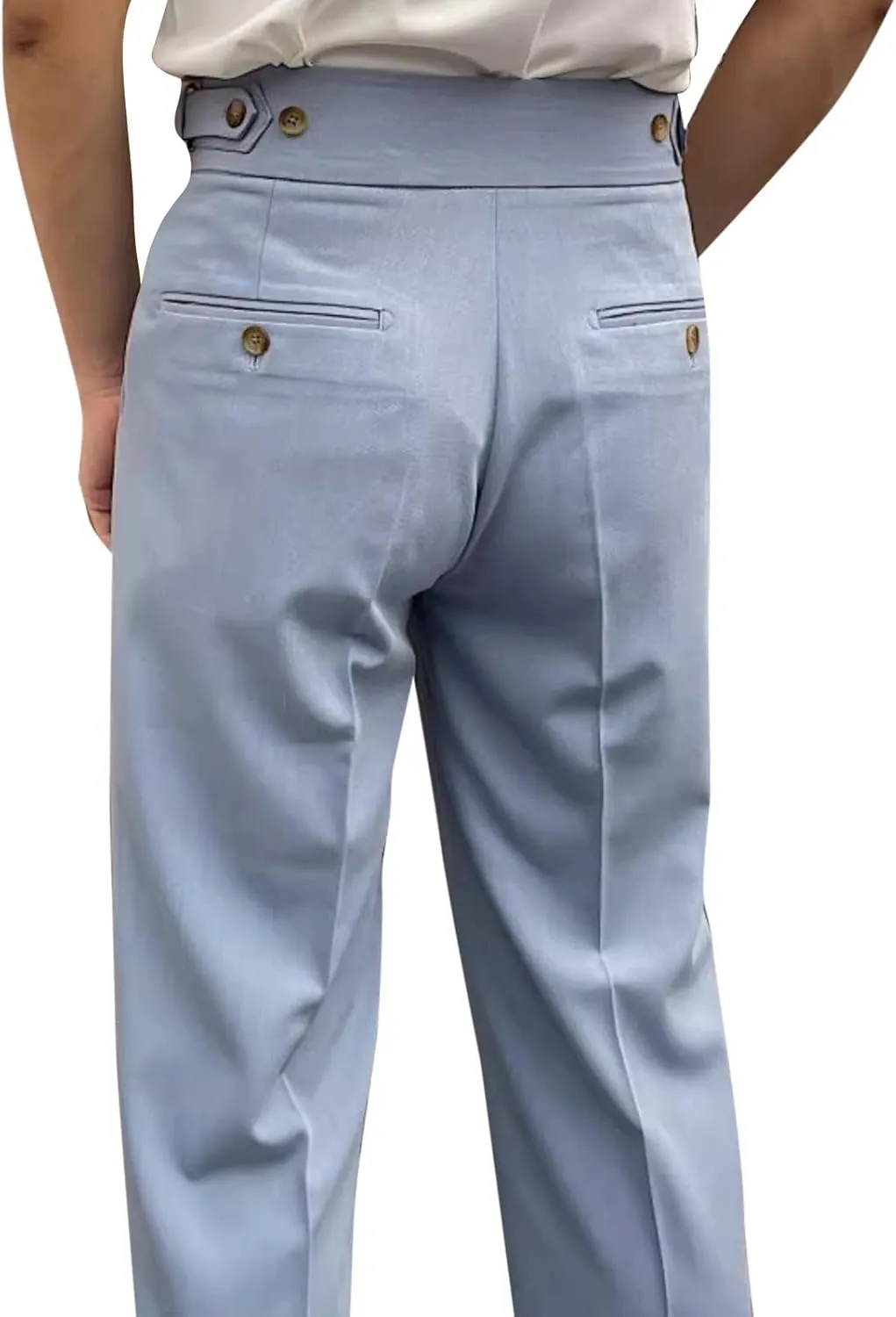 Men Suit Pants Slim-Fit Pleated-Front Dress Pant Straight-Fit Formal Business Trouser Casual Solid Color Smart Trousers