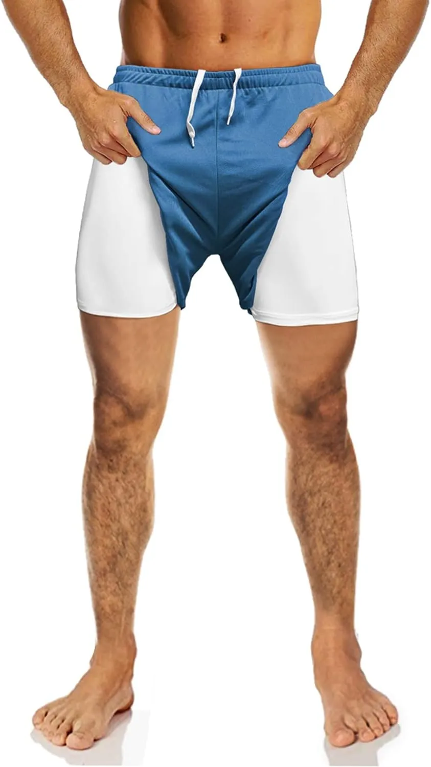 Men's 5 Inch Inseam Shorts Men Running Short Shorts with Liner Workout Shorts Gym Shorts with Large Split Sides
