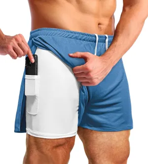 Men's 5 Inch Inseam Shorts Men Running Short Shorts with Liner Workout Shorts Gym Shorts with Large Split Sides