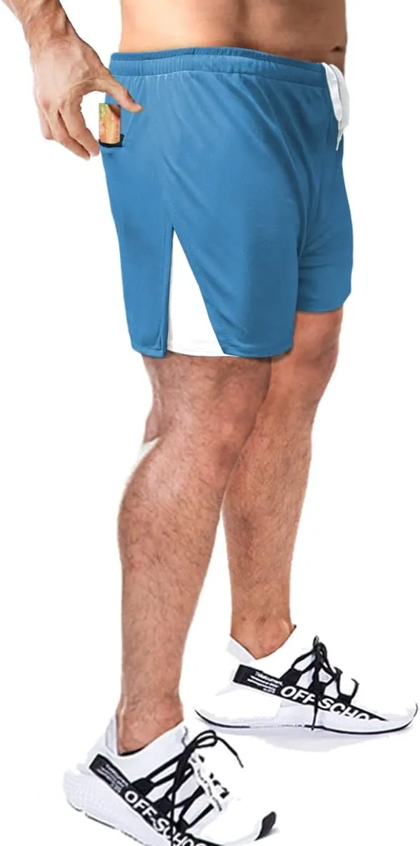 Men's 5 Inch Inseam Shorts Men Running Short Shorts with Liner Workout Shorts Gym Shorts with Large Split Sides