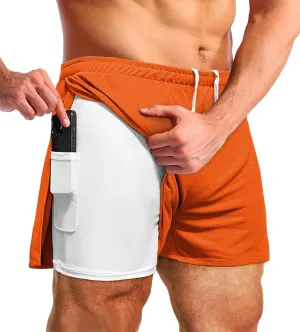 Men's 5 Inch Inseam Shorts Men Running Short Shorts with Liner Workout Shorts Gym Shorts with Large Split Sides