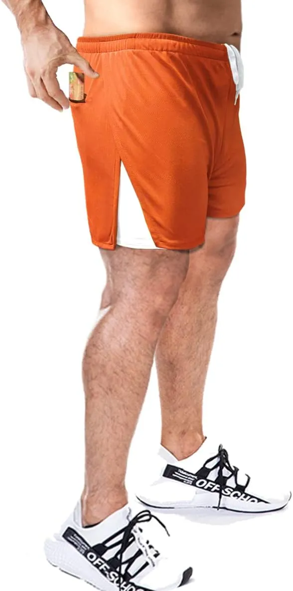 Men's 5 Inch Inseam Shorts Men Running Short Shorts with Liner Workout Shorts Gym Shorts with Large Split Sides