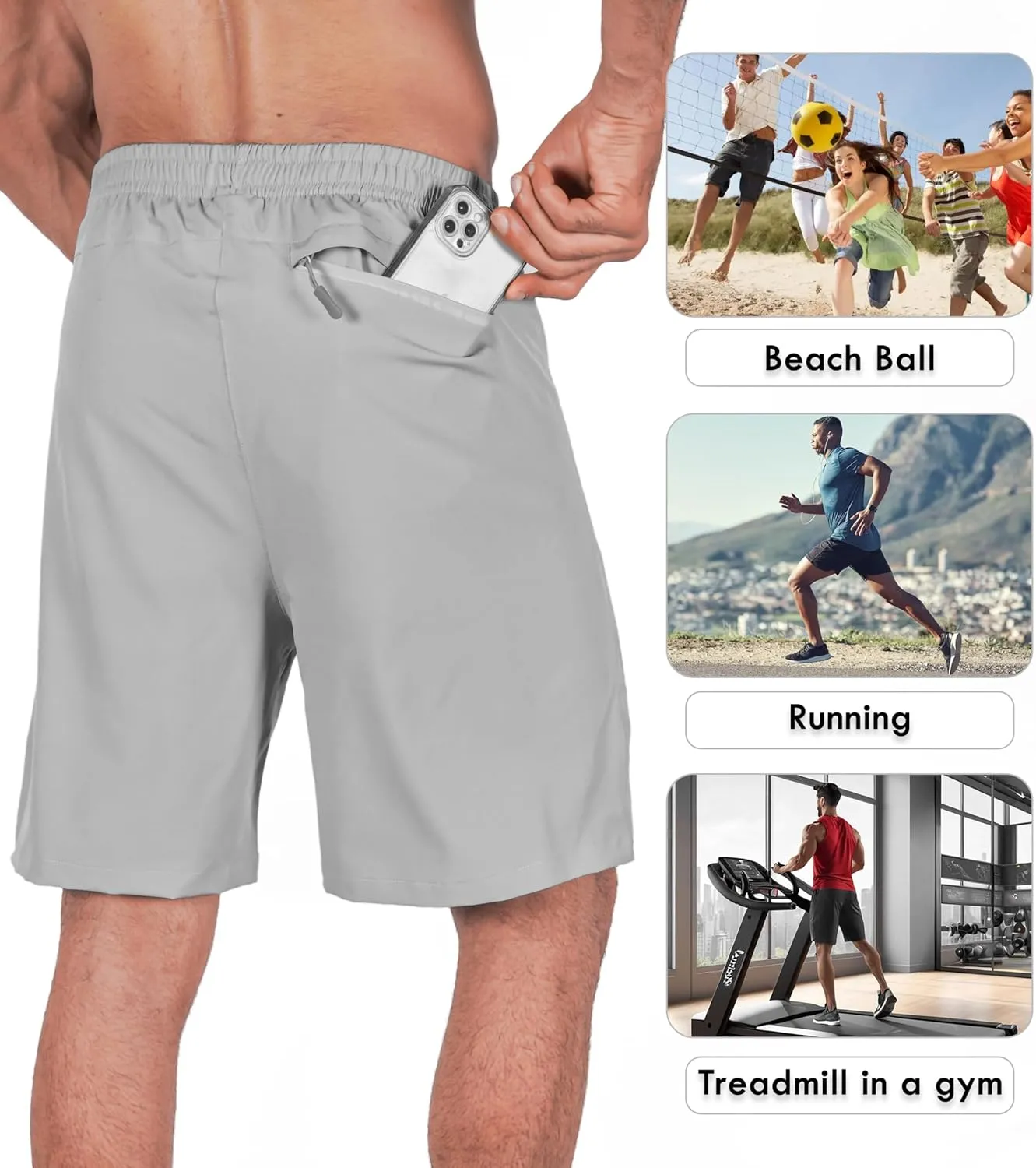 Men's Athletic Running Shorts Quick Dry Workout Shorts Lightweight Sports Gym Basketball Shorts Hiking