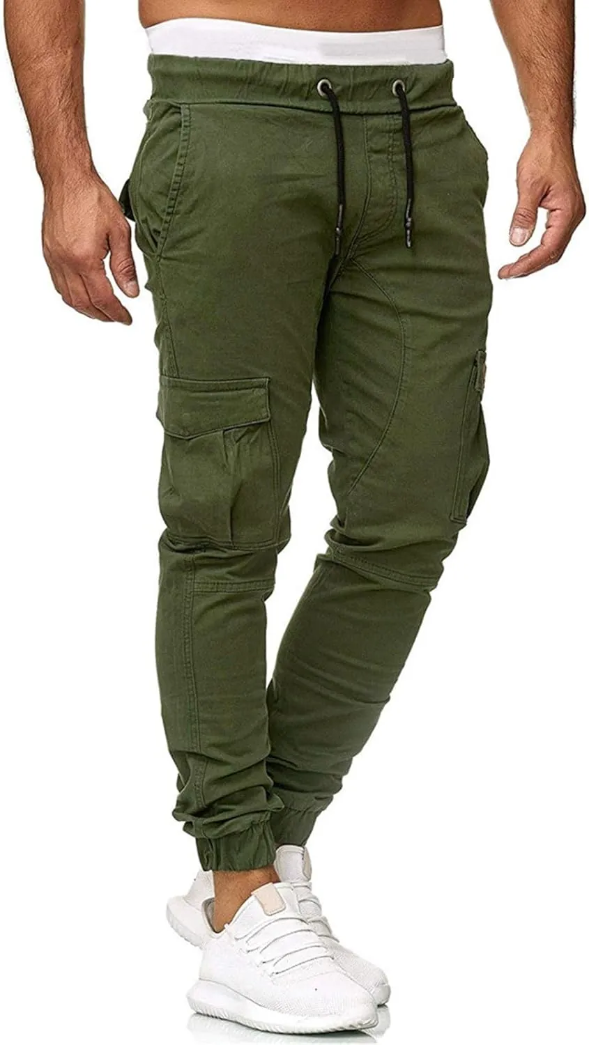 Men's Athletic Running Sweatpants Mens Pocket Trousers Beam Drawstring Men's Pants Men's Athletic Running Sweatpants