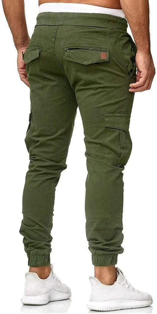 Men's Athletic Running Sweatpants Mens Pocket Trousers Beam Drawstring Men's Pants Men's Athletic Running Sweatpants