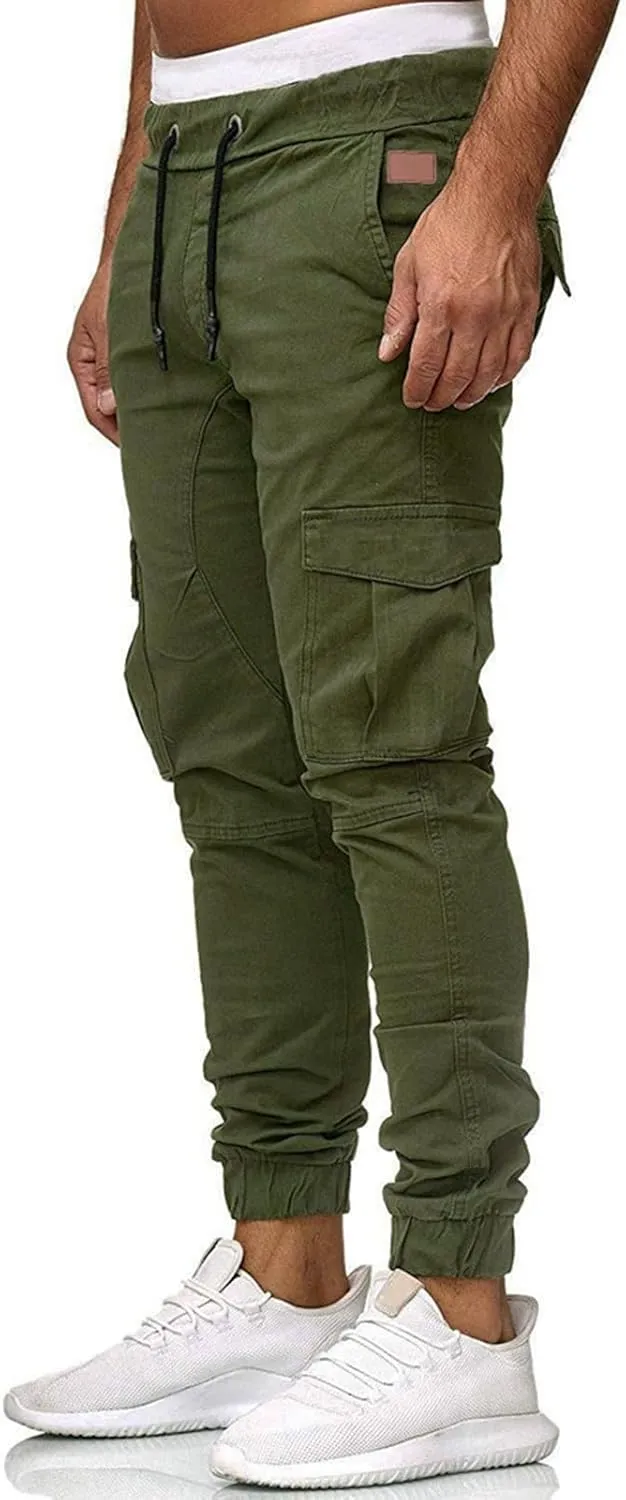 Men's Athletic Running Sweatpants Mens Pocket Trousers Beam Drawstring Men's Pants Men's Athletic Running Sweatpants