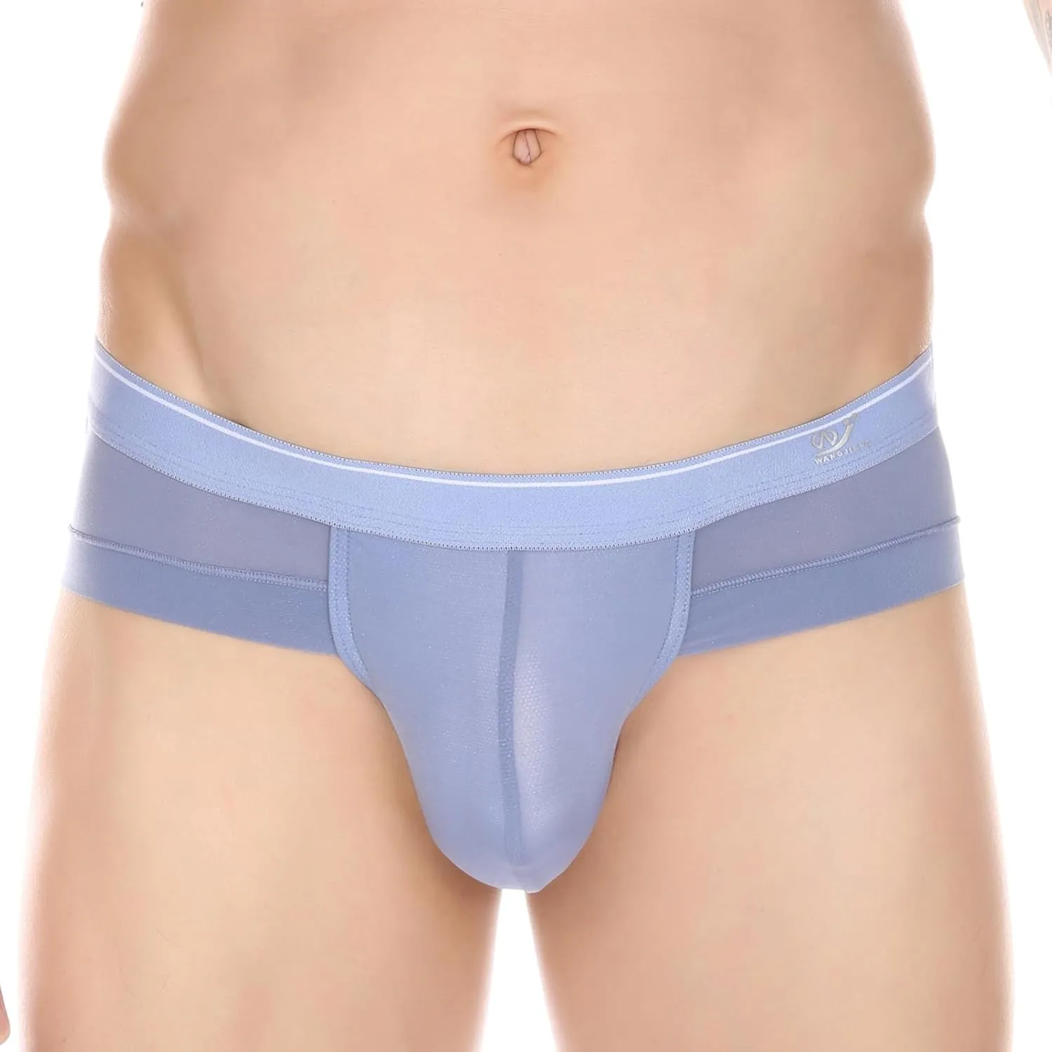 Men's Bulge Enhancing Underwear Sexy Mesh Breathable Boxer Briefs Low Rise Lingerie Stylish Sheer Bikinis Underpant