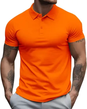 Mens Business T Shirt Solid Color Short Sleeve Lapel Tops Slim Fit Polo Tees Muscle Bodybuilding Sport Workout Shirts