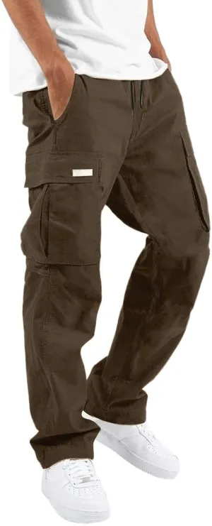 Mens Cargo Combat Work Pant Gym Running Jogger Soft Sweatpant Loose Cuffed Hem Pant Track Lounge