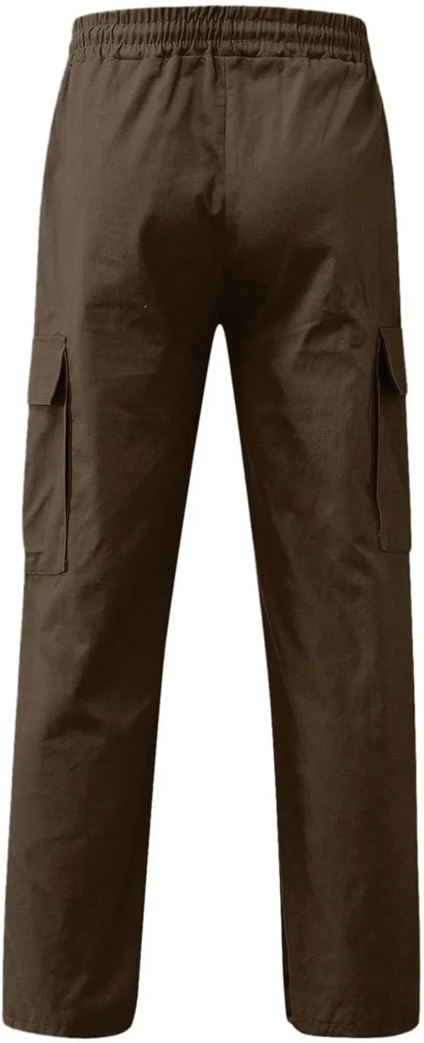 Mens Cargo Combat Work Pant Gym Running Jogger Soft Sweatpant Loose Cuffed Hem Pant Track Lounge