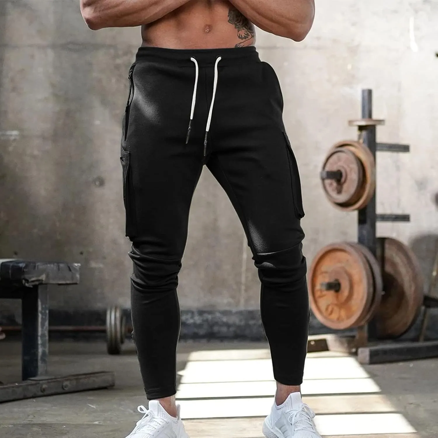 Men's Cargo Pants Sports Jogging Trousers Pockets Belt Mens Cargo Men's Slim Fit Chino Pants Regular Fit Chino Pants