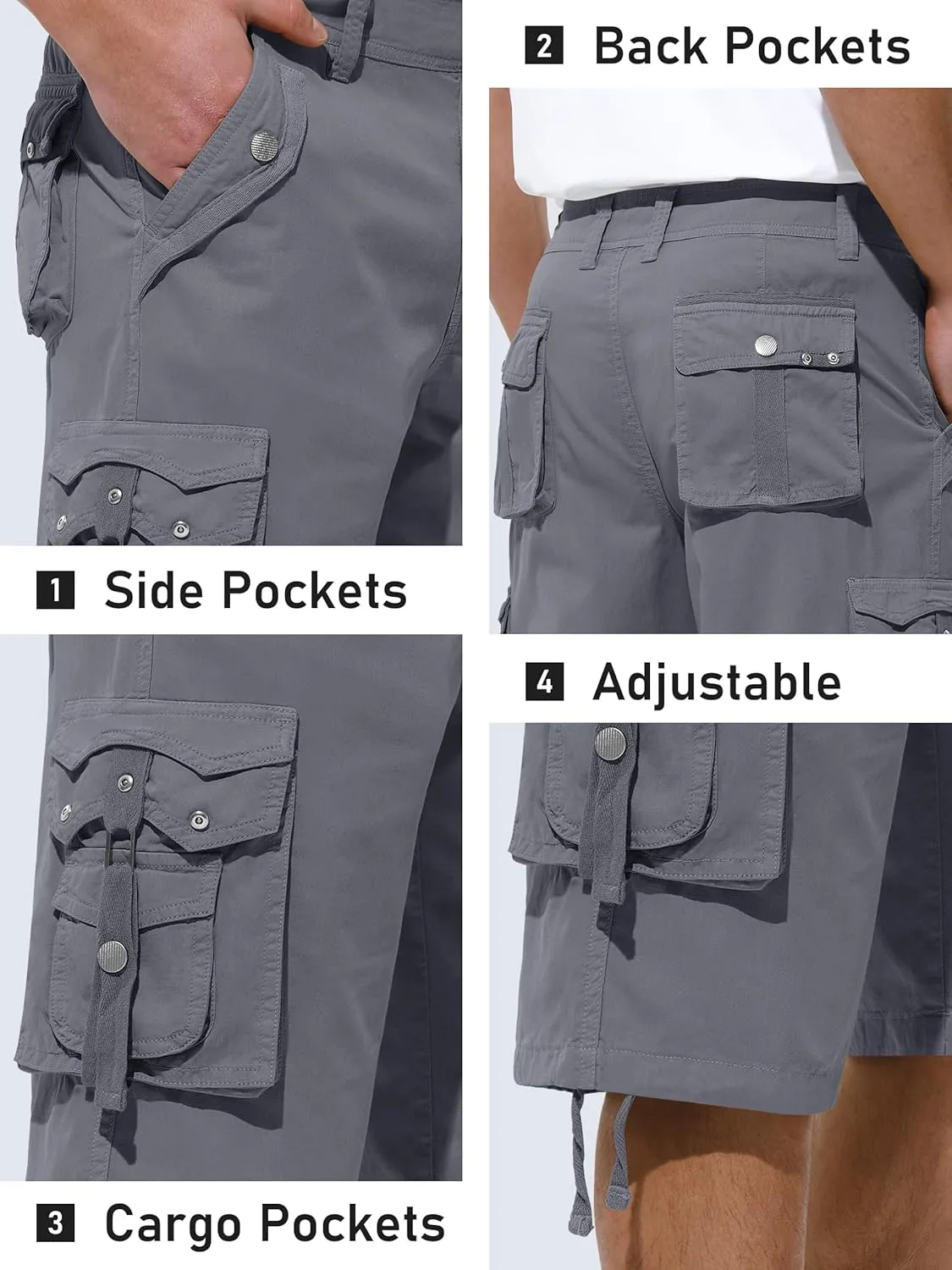 Mens Cargo Shorts Casual Shorts Hiking Shorts Below Knee Relaxed Fit Multi Pockets Running Joggers Outdoor Mens Shorts