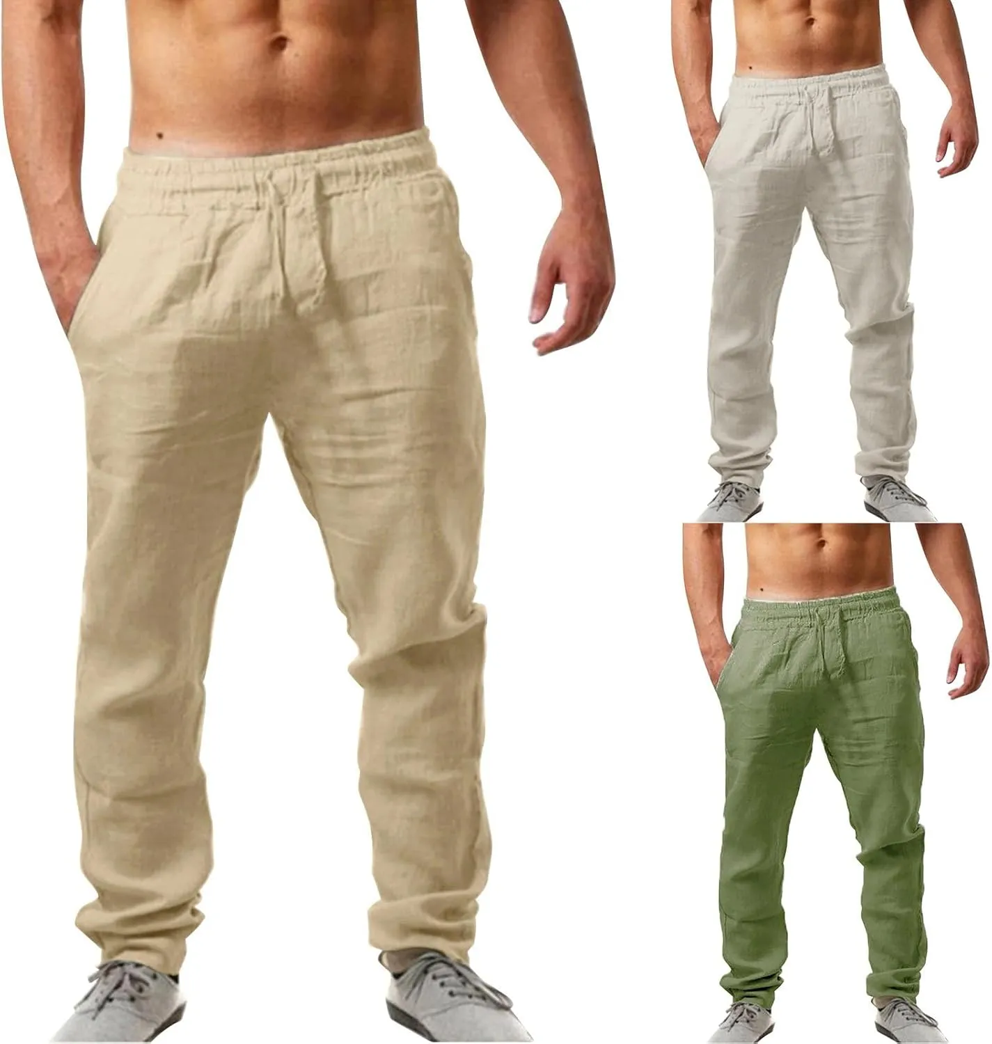 Mens Cargo Work Pants Casual Cotton Stretchy Elasticated Waist Pant Sweatpants Joggers Gym Sports Yoga Pants