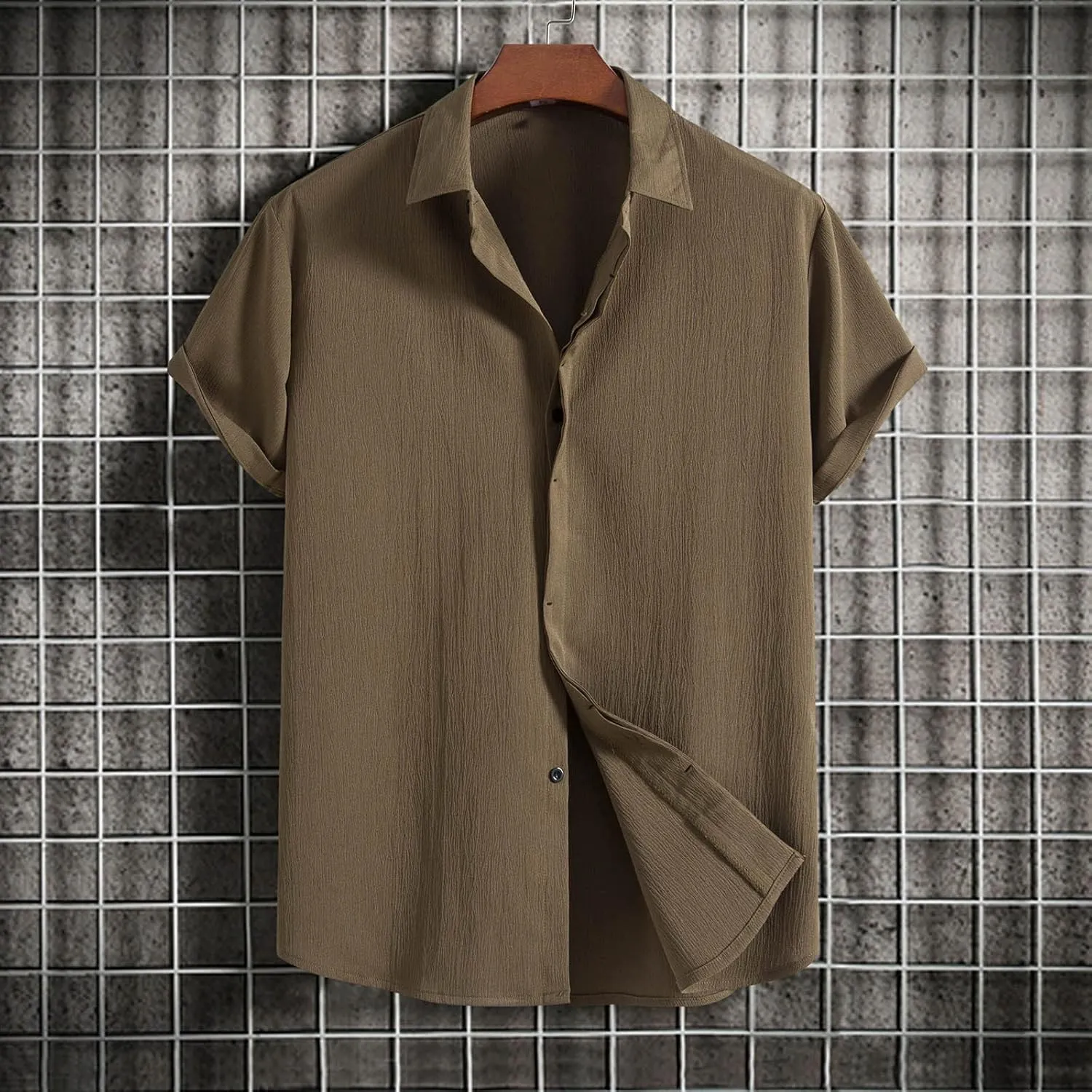 Mens Casual Linen Cotton Button Down Short Sleeve Shirts Cuban Camp Guayabera Beach Tops Lightweight Summer Shirt
