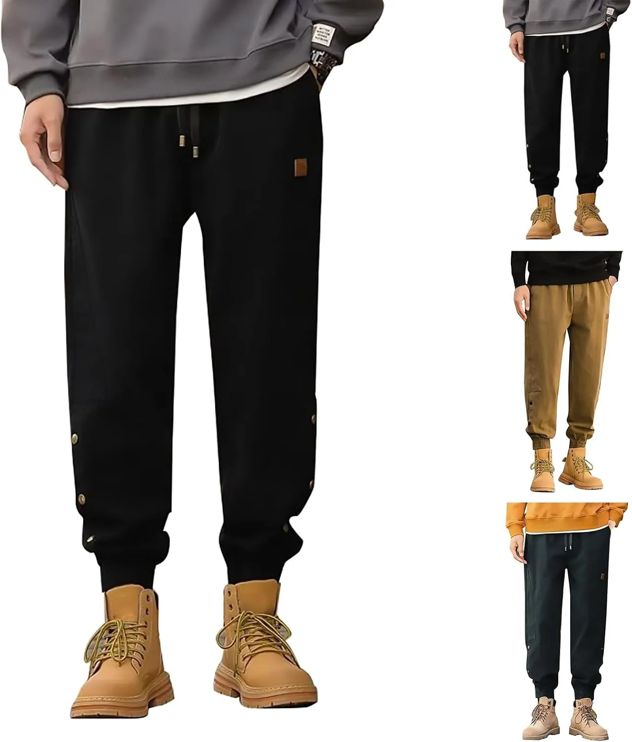 Mens Casual Pants Classic Fit Solid Military Combat Fashion Tapered Pant Drawstring Lightweight Comfortable Workout Trousers