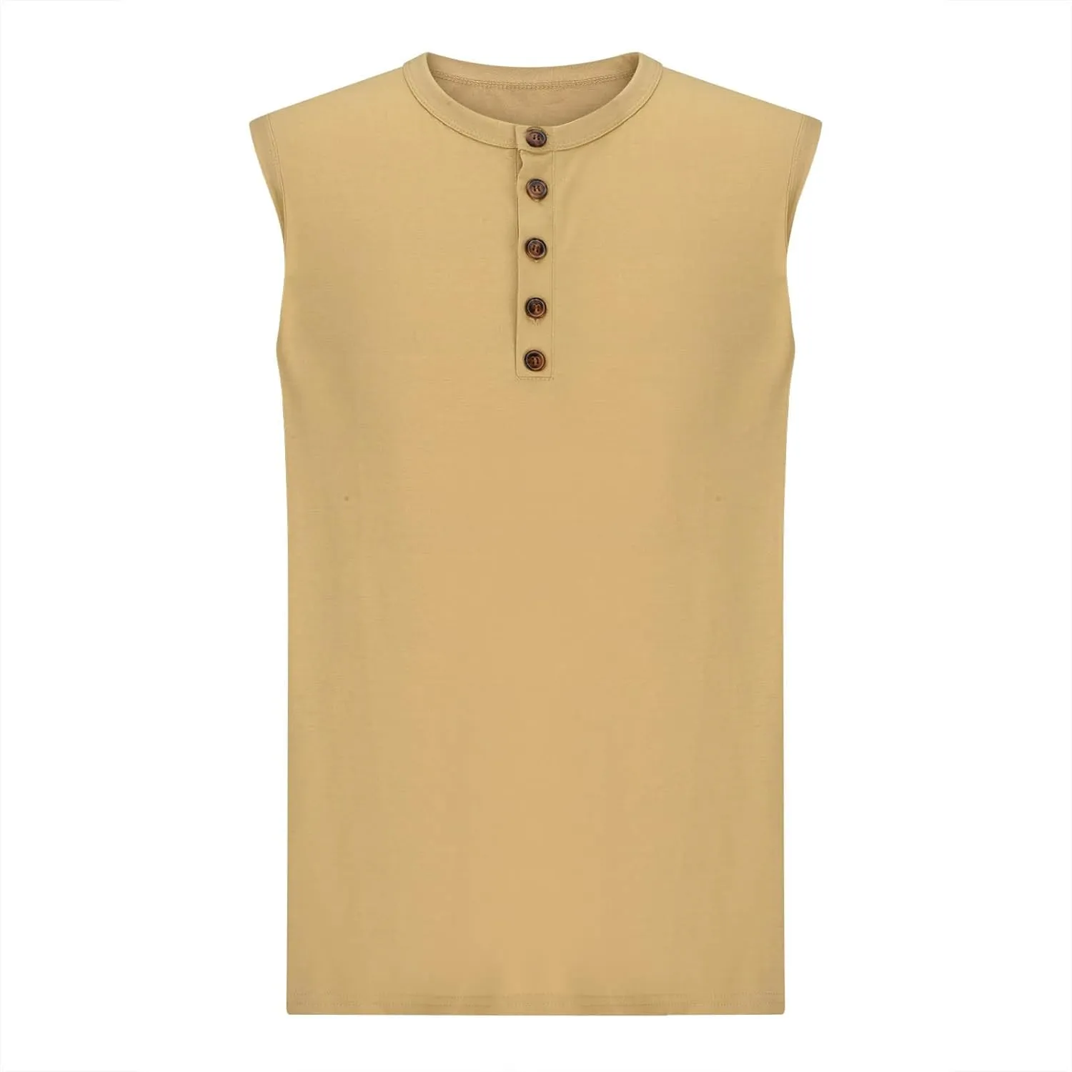 Men's Casual Tank Top Henley Shirt Summer Beach Hippie Shirt Half Button Sleeveless Muscle T Shirts Quick Dry Fitness Shirt