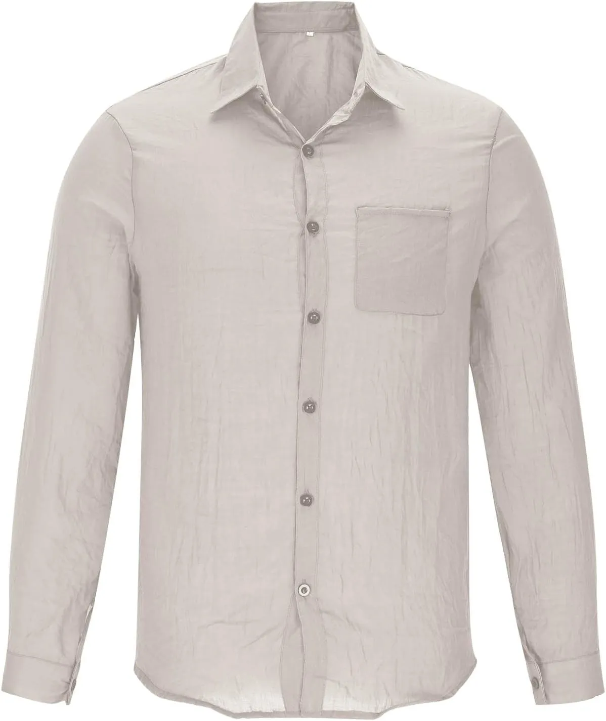 Men's Cotton Linen Shirts Long Sleeve Casual Button Down Lapel Collar Shirt Summer Beach Wedding Vacation Tops