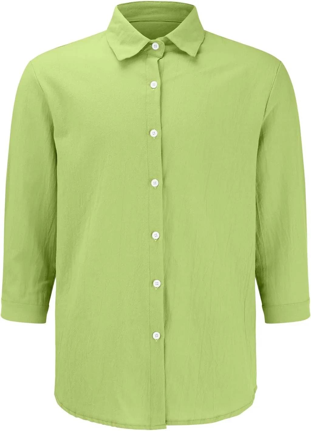 Men's Cotton Linen Shirts Plus Size Loose Button Down Long Sleeve Beach Wedding Shirt Casual Summer Solid Tropical Top