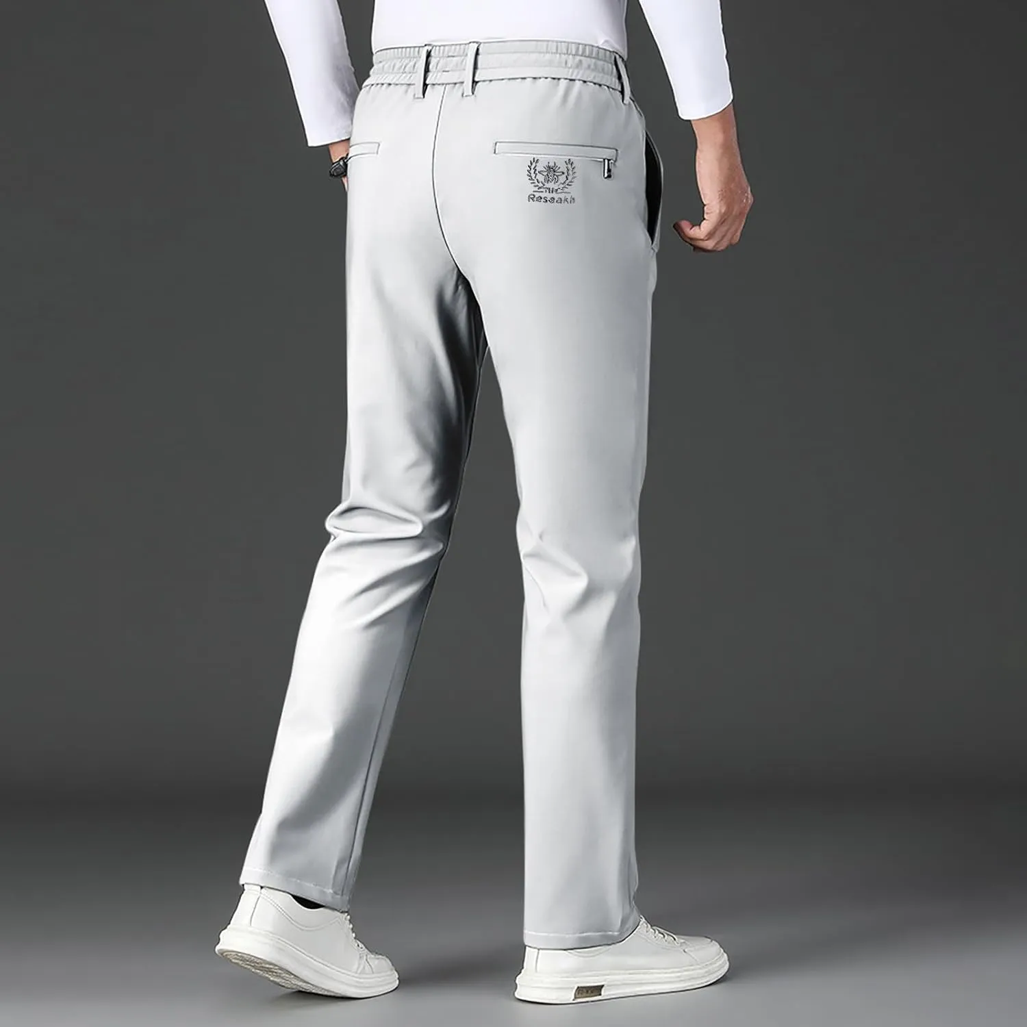Men's Cozy Relaxed Fit Sweatpant Baggy Stylish Drawstring Elastic Waist Chino Pant Hiking Work Straight Fit Trousers