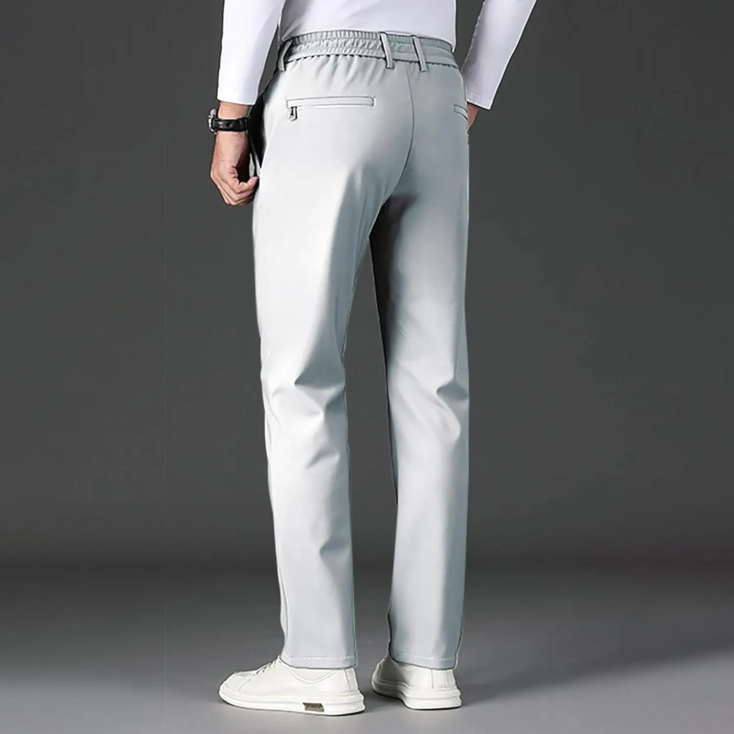 Men's Cozy Relaxed Fit Sweatpant Baggy Stylish Drawstring Elastic Waist Chino Pant Hiking Work Straight Fit Trousers