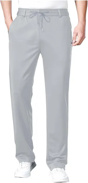 Men's Cozy Relaxed Fit Sweatpant Baggy Stylish Drawstring Elastic Waist Chino Pant Hiking Work Straight Fit Trousers