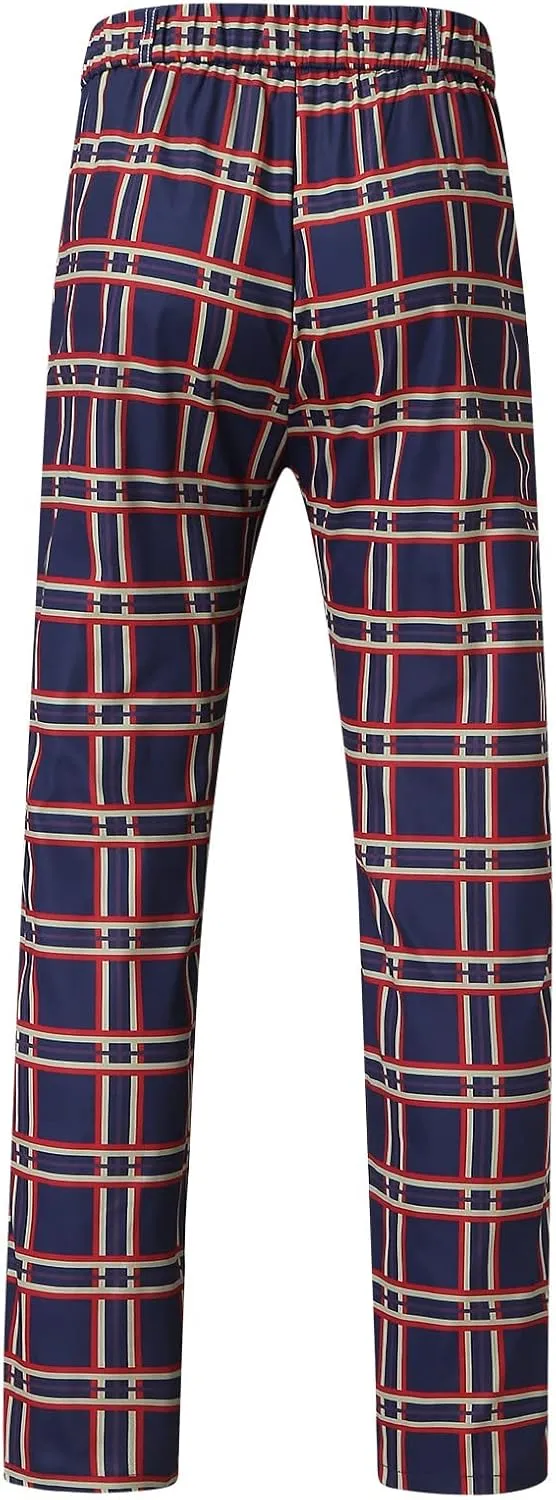 Mens Dress Pants, Mens Plaid Stretch Dress Pants Slim Fit Skinny Chino Pants Tapered Business Casual Pencil Pants