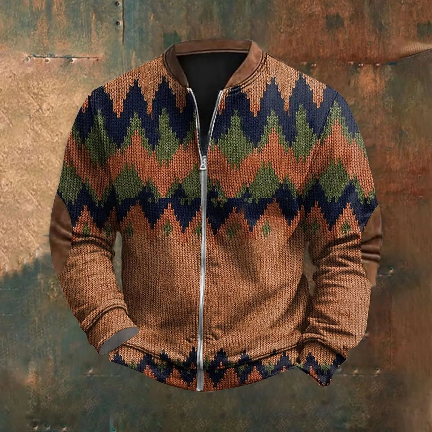 Mens Fall Workout Fashion Prints Long Sleeve V-Neck Casual Zip Up Vintage Cardigan Sweatshirts