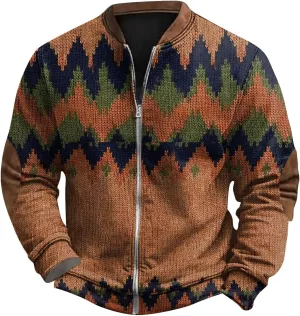 Mens Fall Workout Fashion Prints Long Sleeve V-Neck Casual Zip Up Vintage Cardigan Sweatshirts