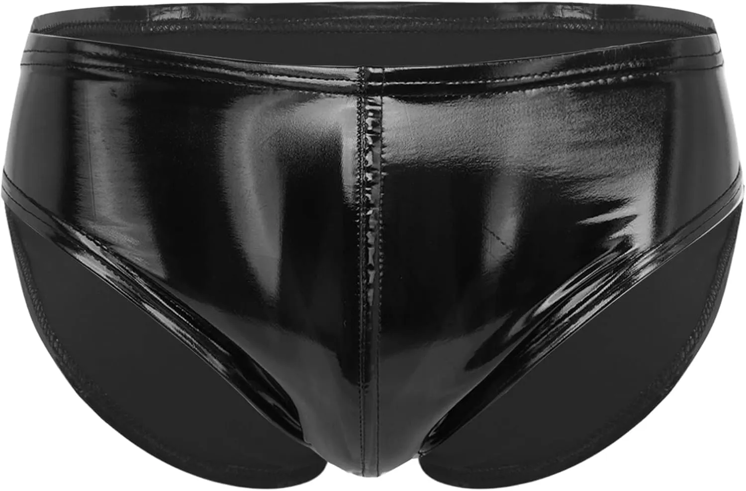 Men's Faux Leather Underwear Brief Bikinis Metallic Bulge Pouch Boxer Shorts Underpants