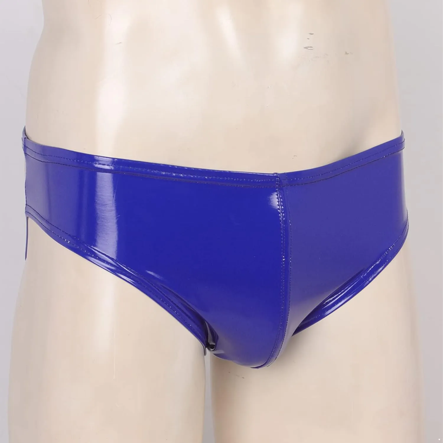 Men's Faux Leather Underwear Brief Bikinis Metallic Bulge Pouch Boxer Shorts Underpants
