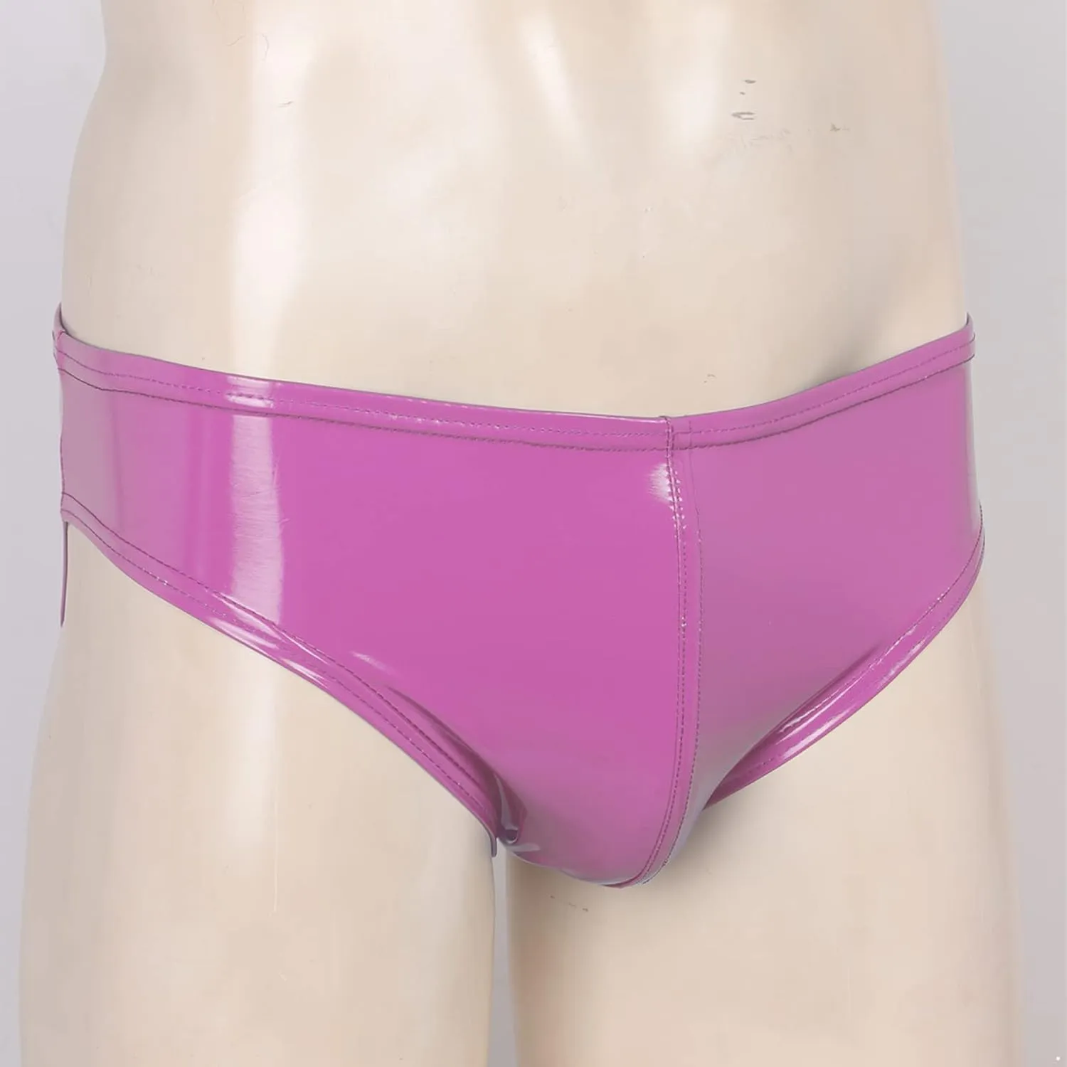 Men's Faux Leather Underwear Brief Bikinis Metallic Bulge Pouch Boxer Shorts Underpants