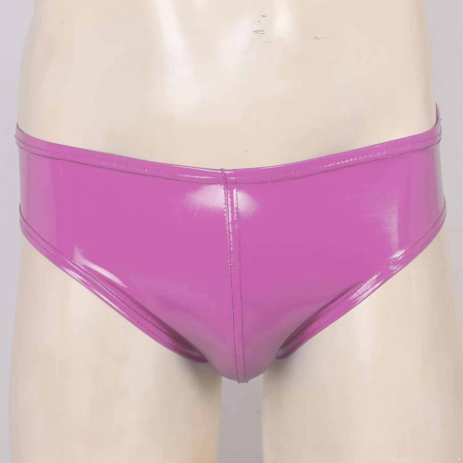 Men's Faux Leather Underwear Brief Bikinis Metallic Bulge Pouch Boxer Shorts Underpants