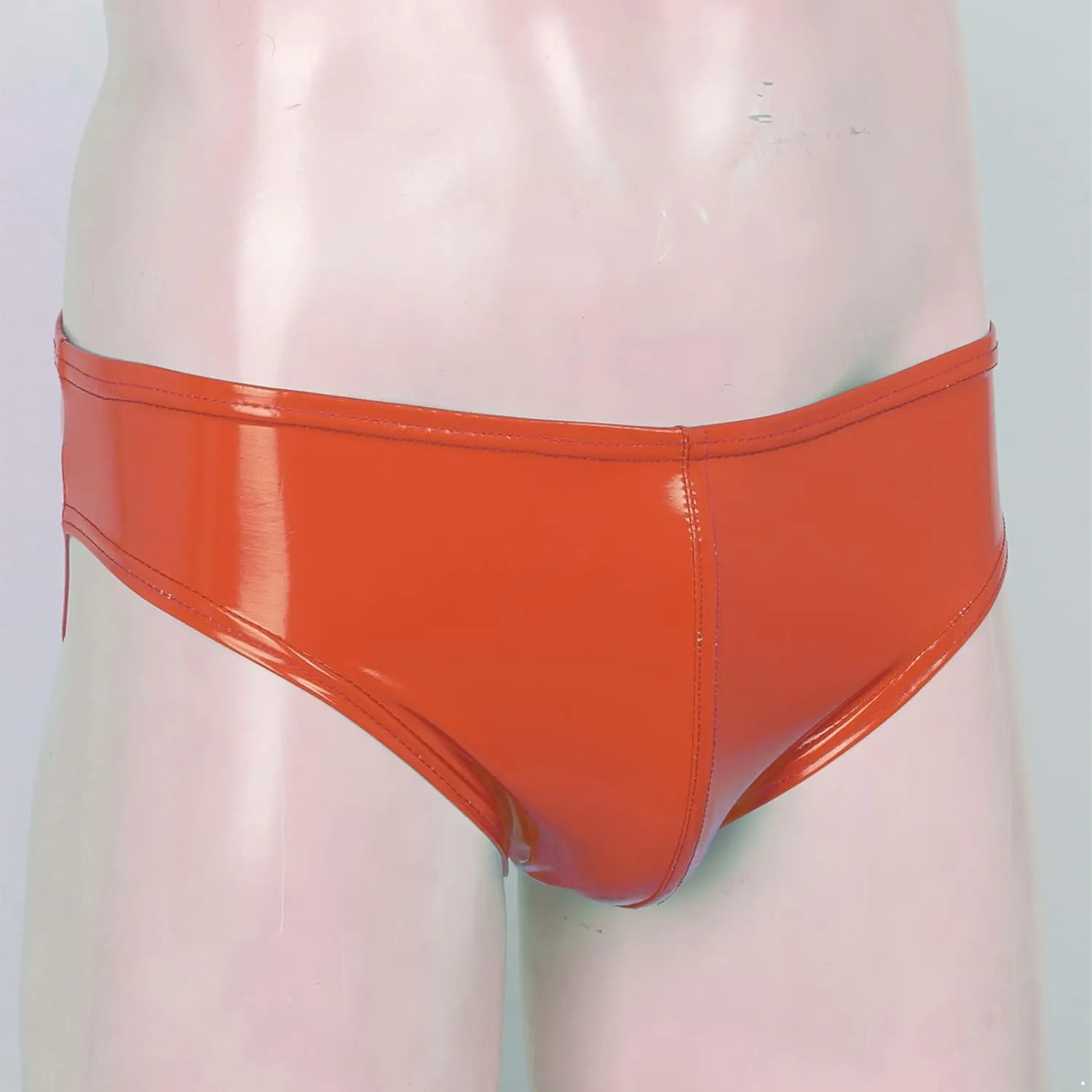 Men's Faux Leather Underwear Brief Bikinis Metallic Bulge Pouch Boxer Shorts Underpants