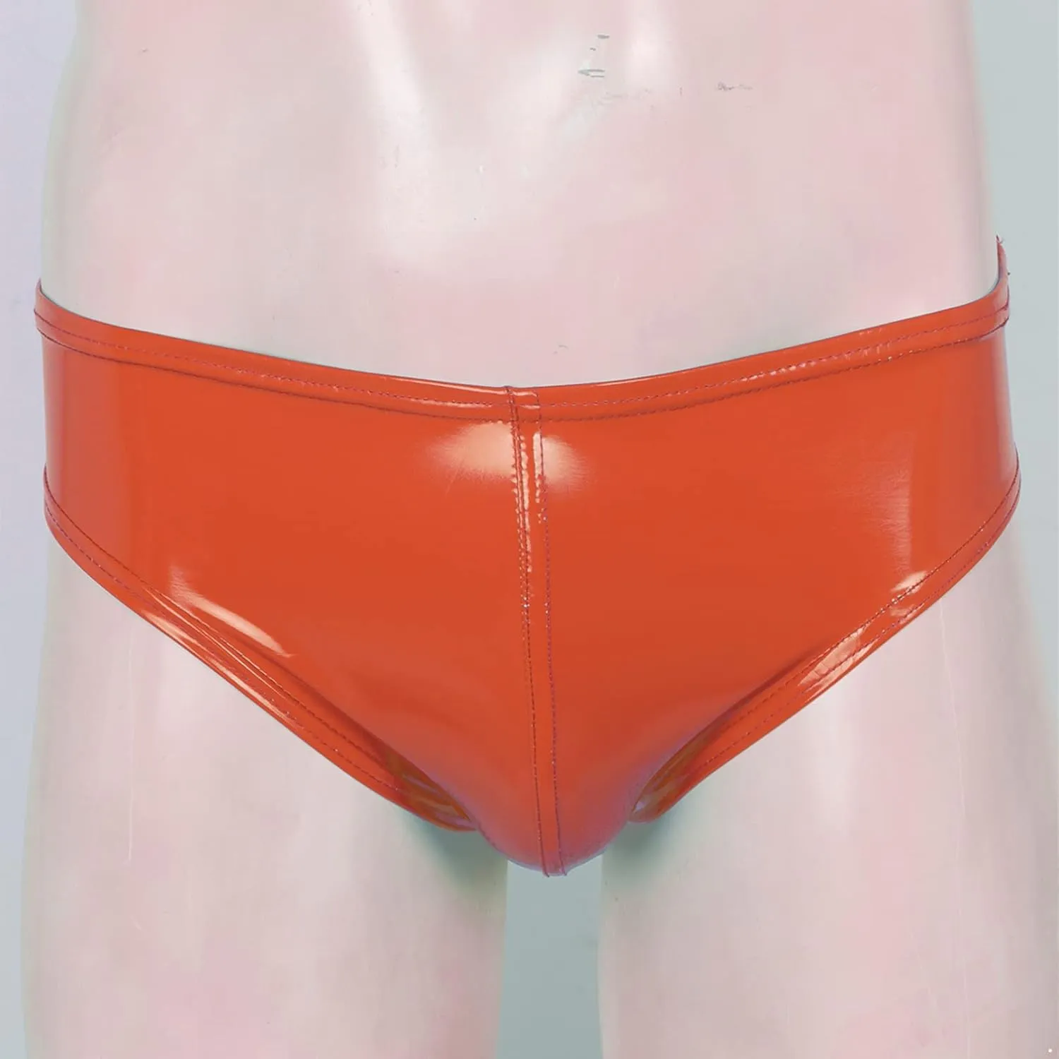 Men's Faux Leather Underwear Brief Bikinis Metallic Bulge Pouch Boxer Shorts Underpants