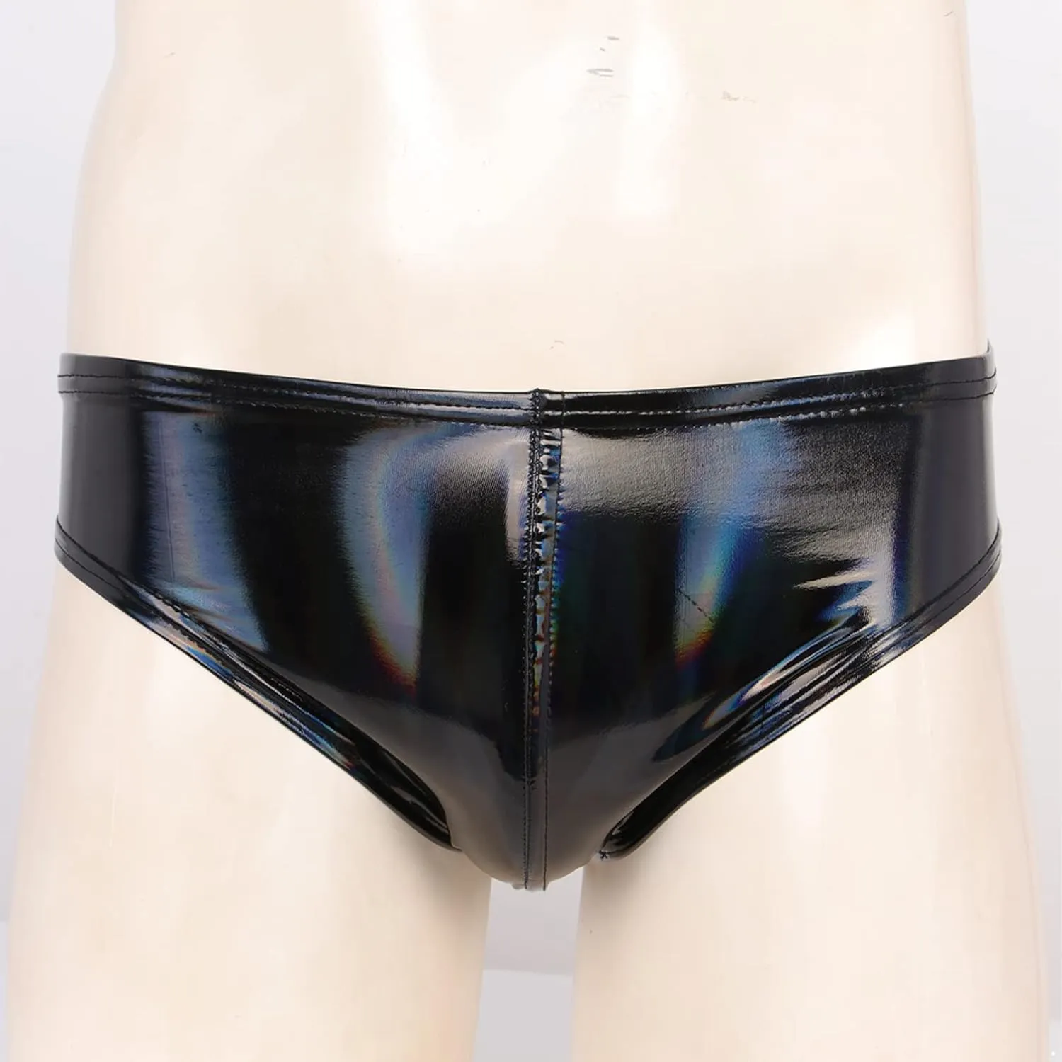 Men's Faux Leather Underwear Brief Bikinis Metallic Bulge Pouch Boxer Shorts Underpants