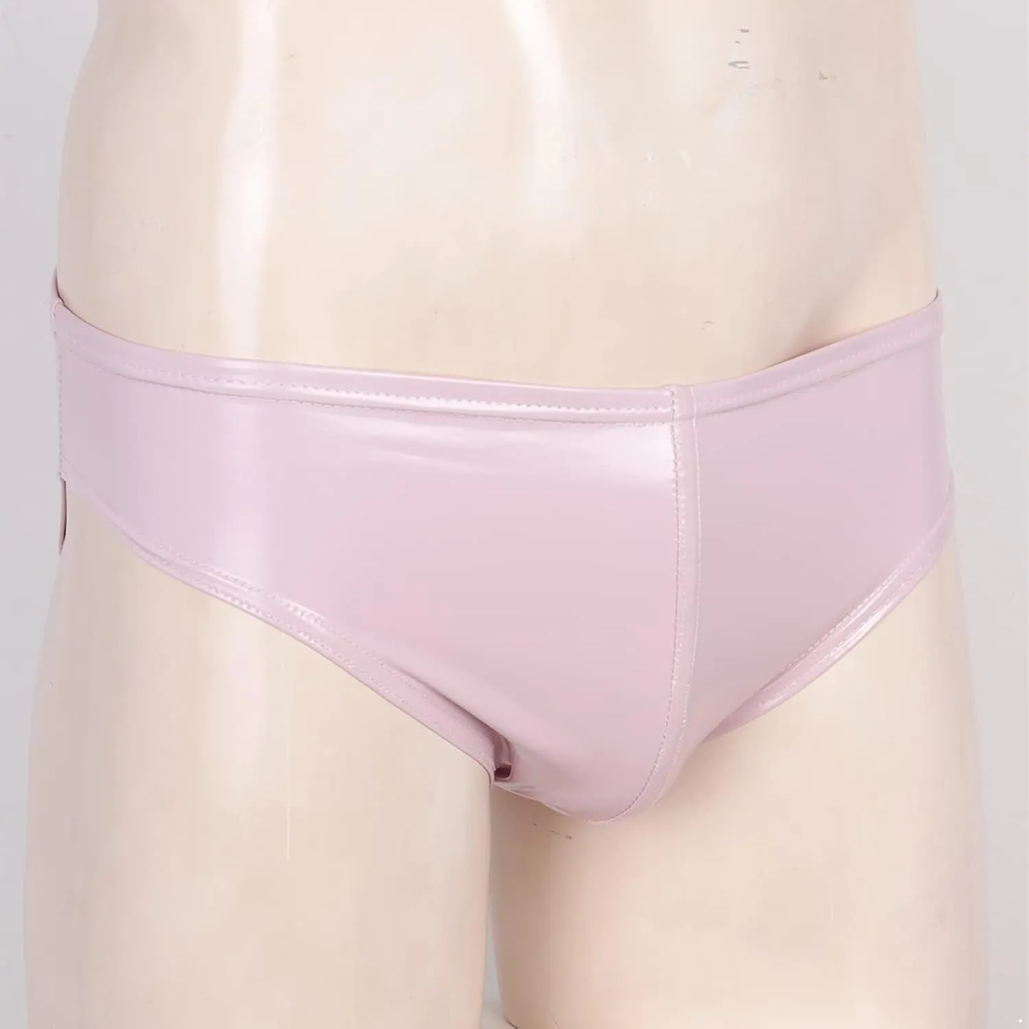 Men's Faux Leather Underwear Brief Bikinis Metallic Bulge Pouch Boxer Shorts Underpants