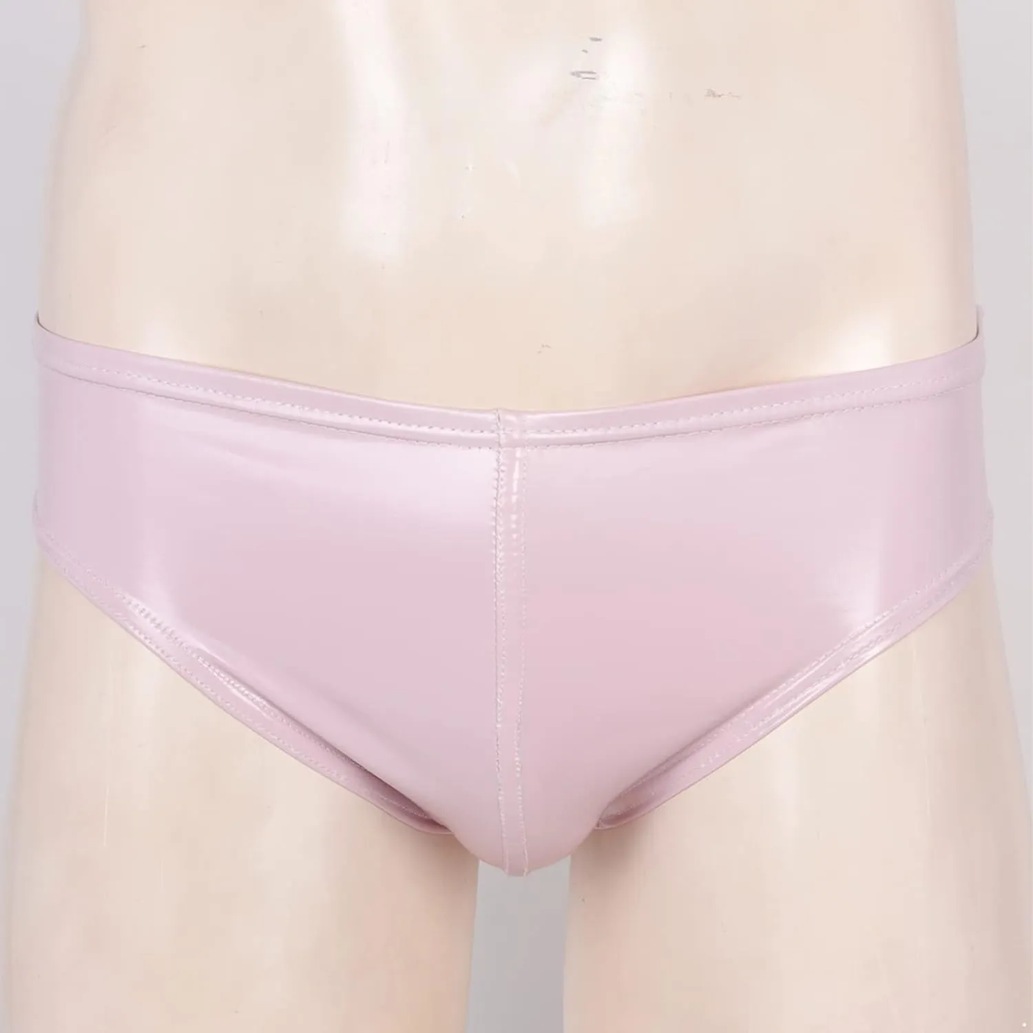 Men's Faux Leather Underwear Brief Bikinis Metallic Bulge Pouch Boxer Shorts Underpants